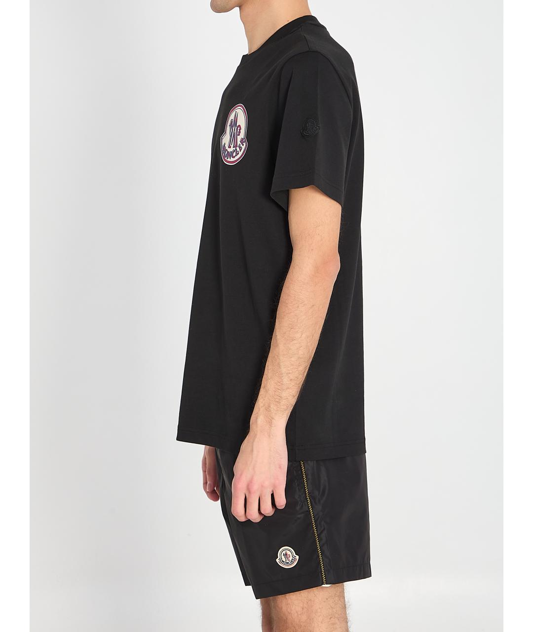 MONCLER Черная хлопковая футболка, фото 4