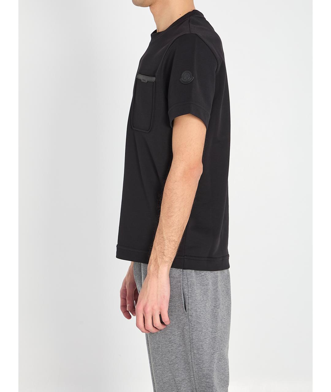 MONCLER Черная хлопковая футболка, фото 3