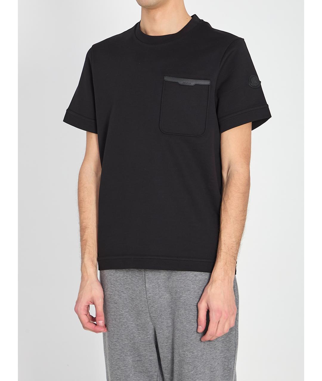 MONCLER Черная хлопковая футболка, фото 2