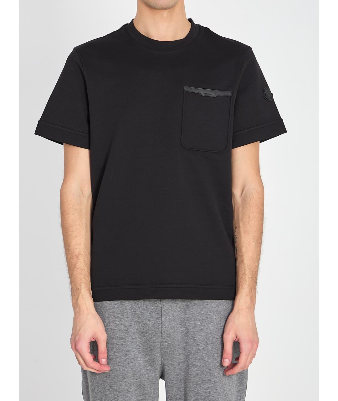 MONCLER Черная хлопковая футболка, фото 5