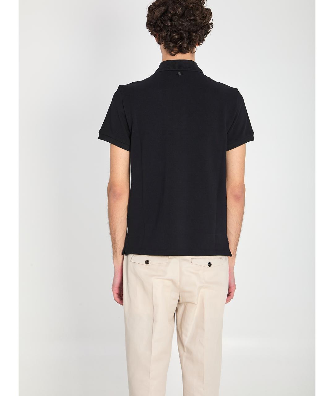 Ami Paris Черное хлопковое поло с коротким рукавом, фото 5