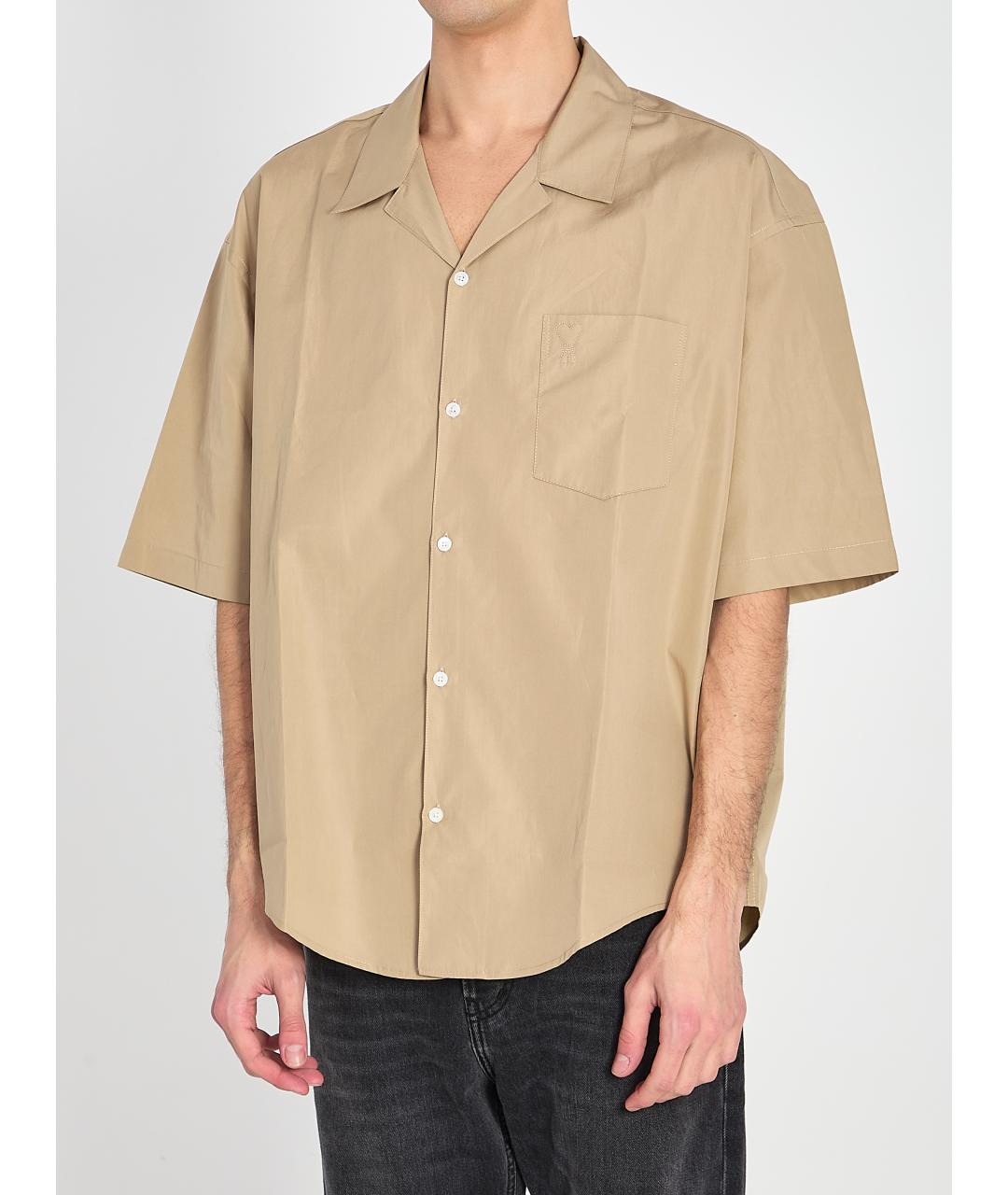 Ami Paris Бежевая хлопковая кэжуал рубашка, фото 2