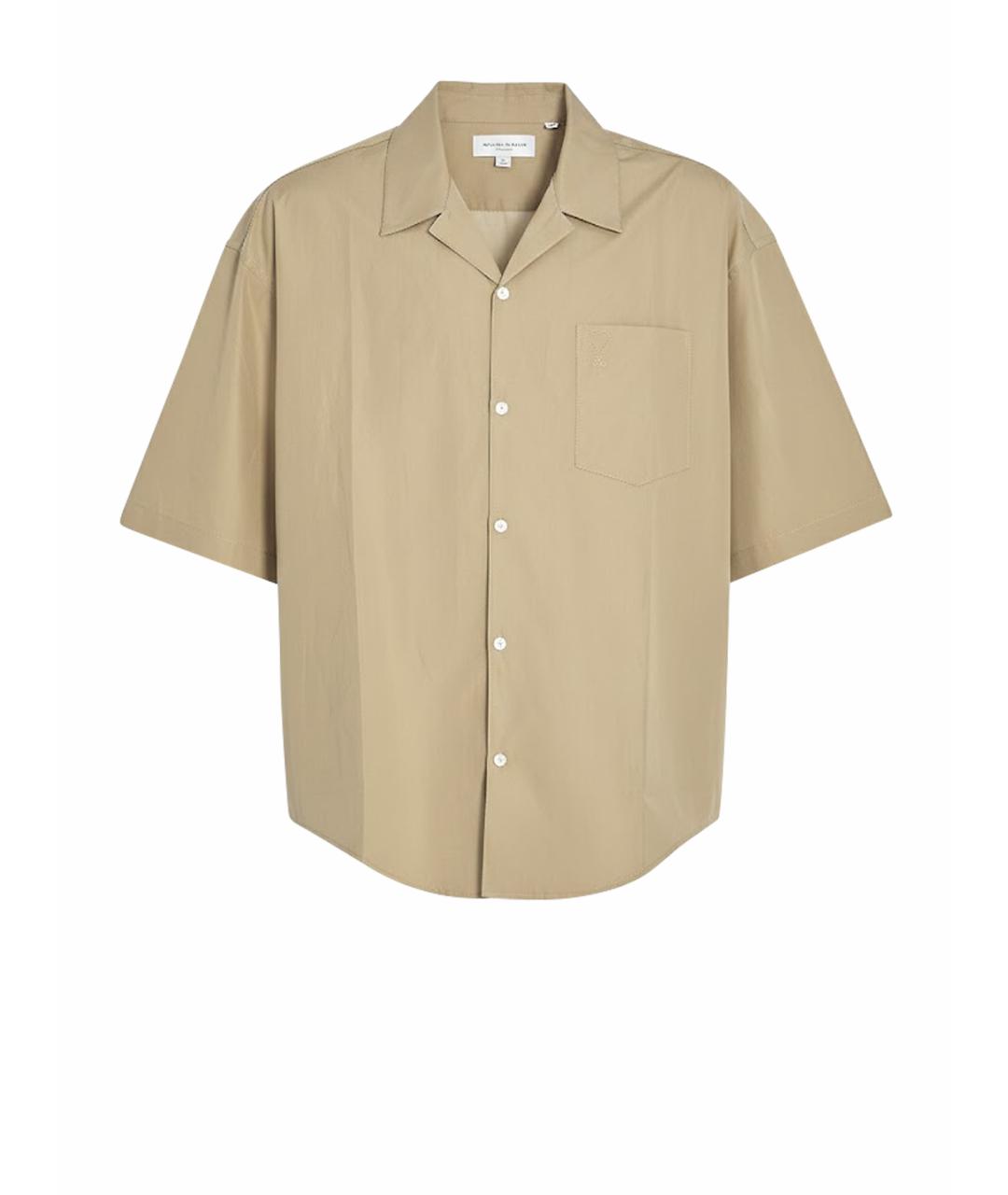 Ami Paris Бежевая хлопковая кэжуал рубашка, фото 1