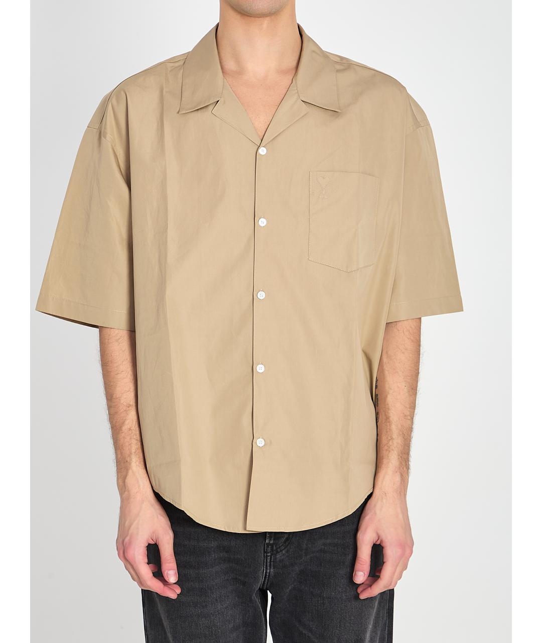 Ami Paris Бежевая хлопковая кэжуал рубашка, фото 5