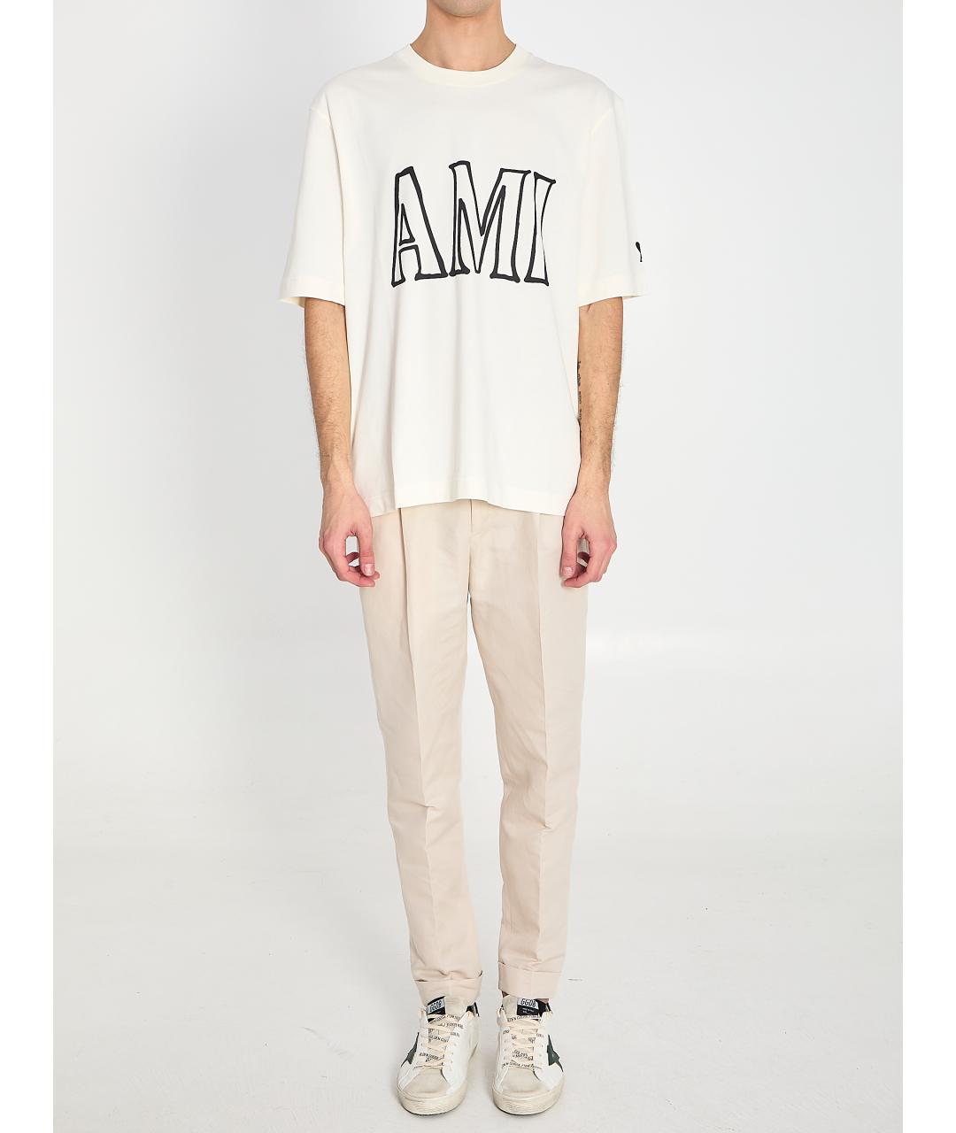 Ami Paris Бежевая хлопковая футболка, фото 6