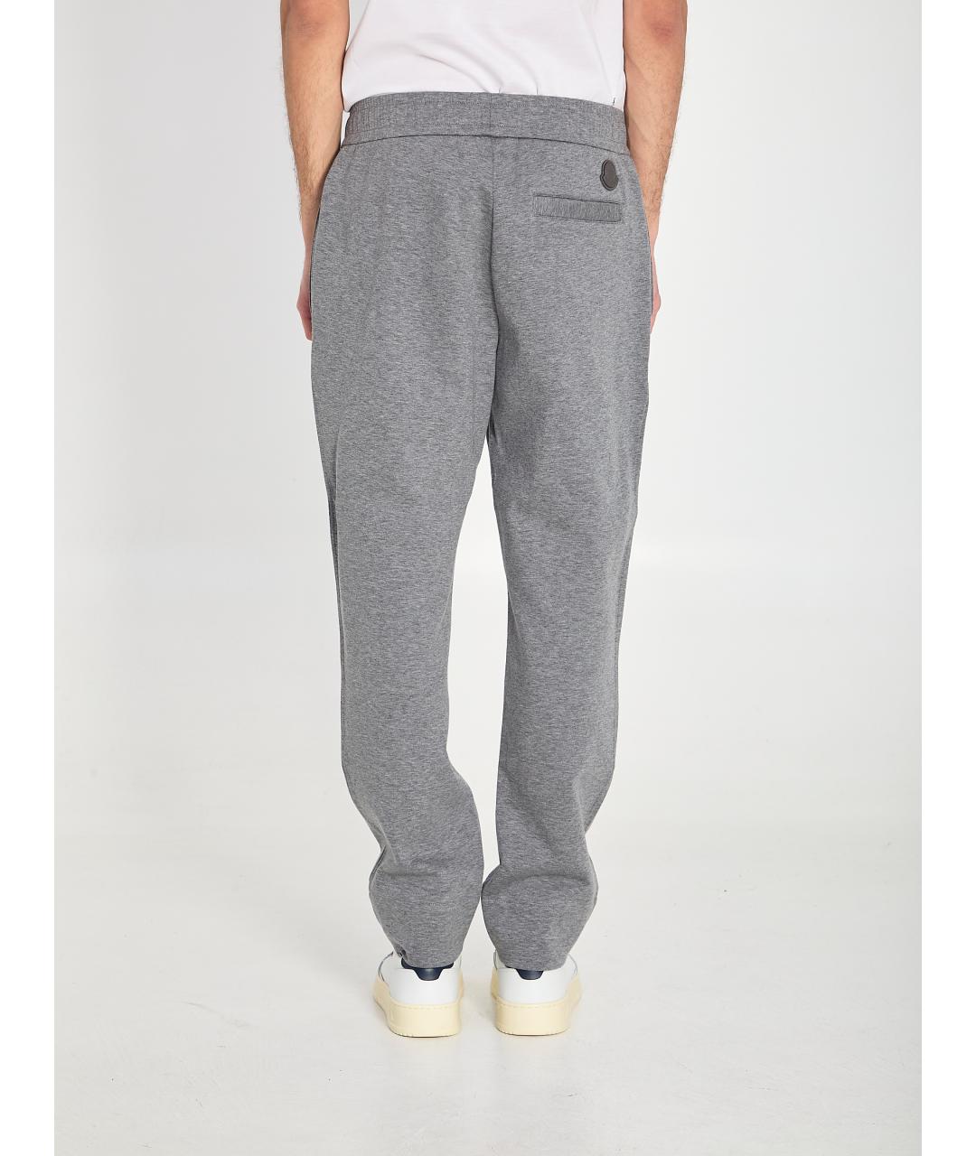 MONCLER Серые хлопковые повседневные брюки, фото 4