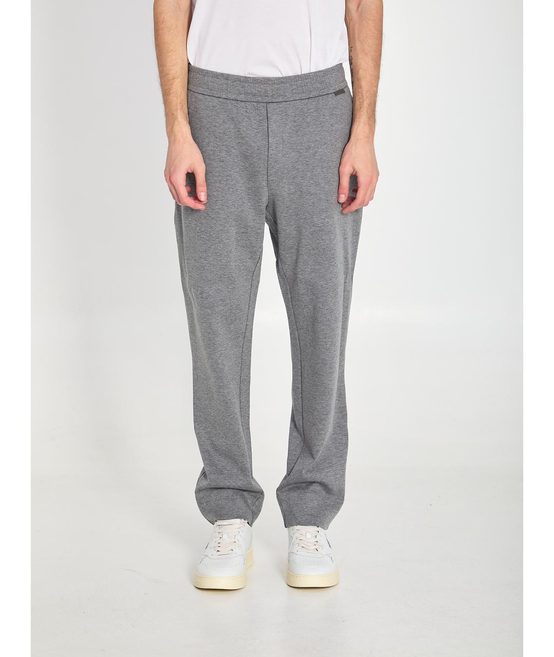 MONCLER Серые хлопковые повседневные брюки, фото 5