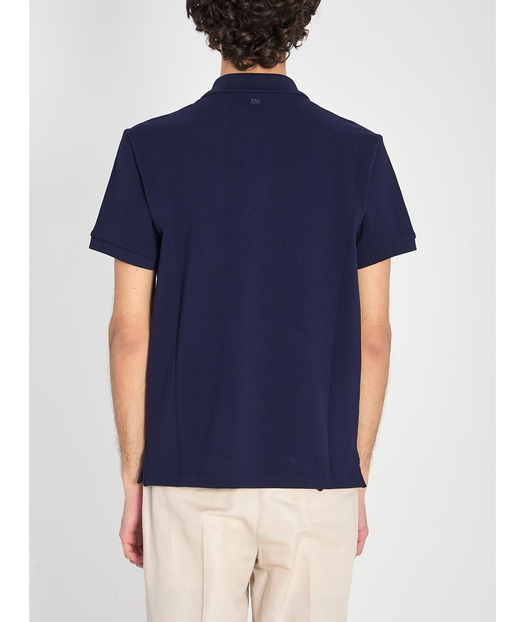 Ami Paris Синее хлопковое поло с коротким рукавом, фото 5