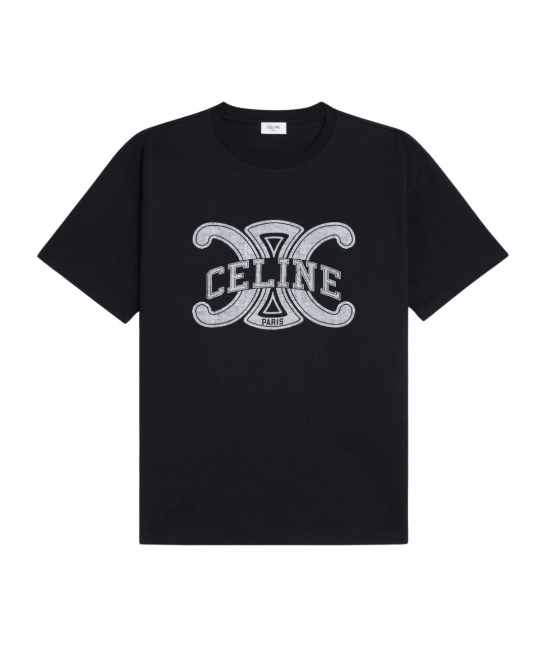 CELINE Черная хлопковая футболка, фото 1
