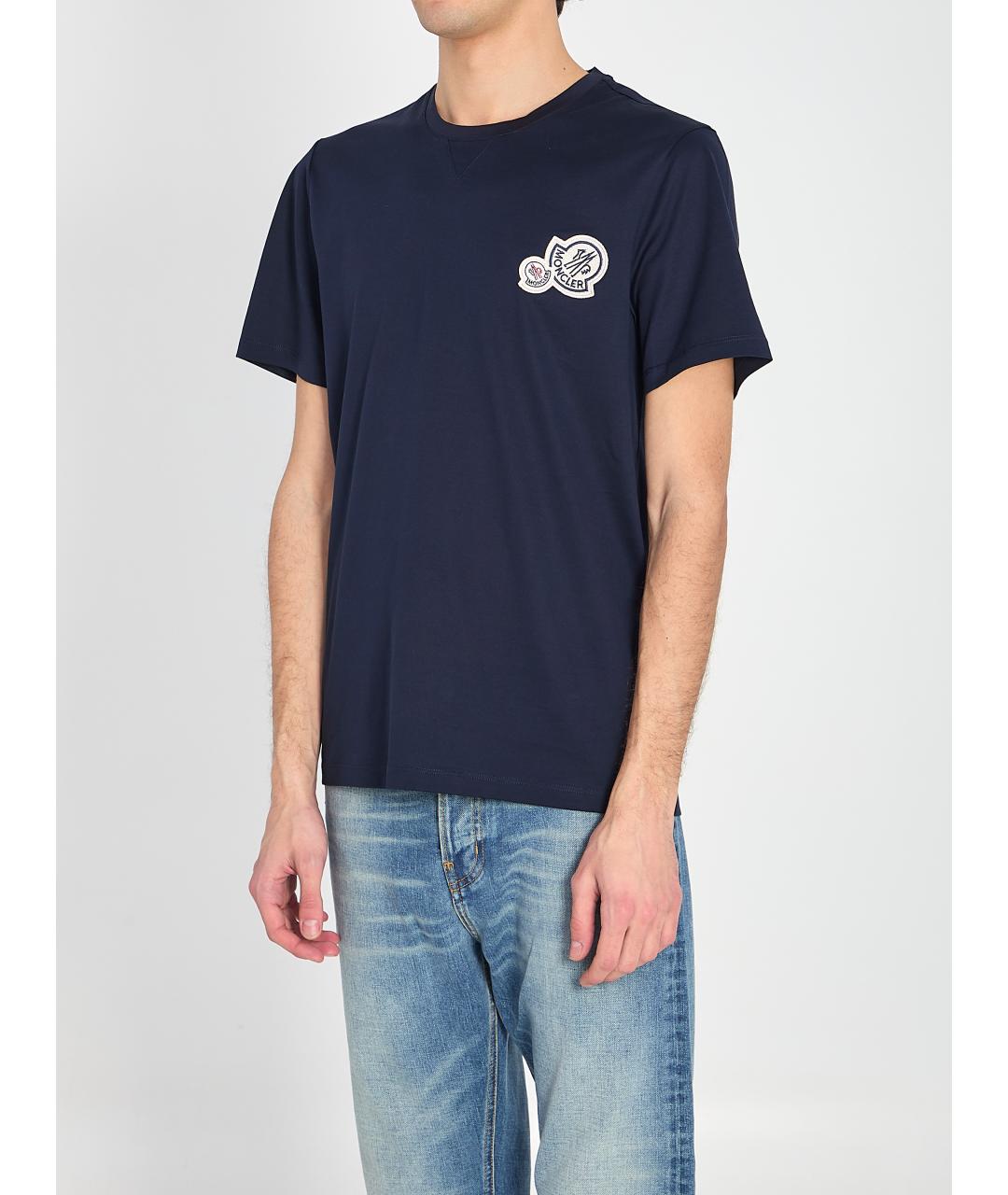 MONCLER Синяя хлопковая футболка, фото 3