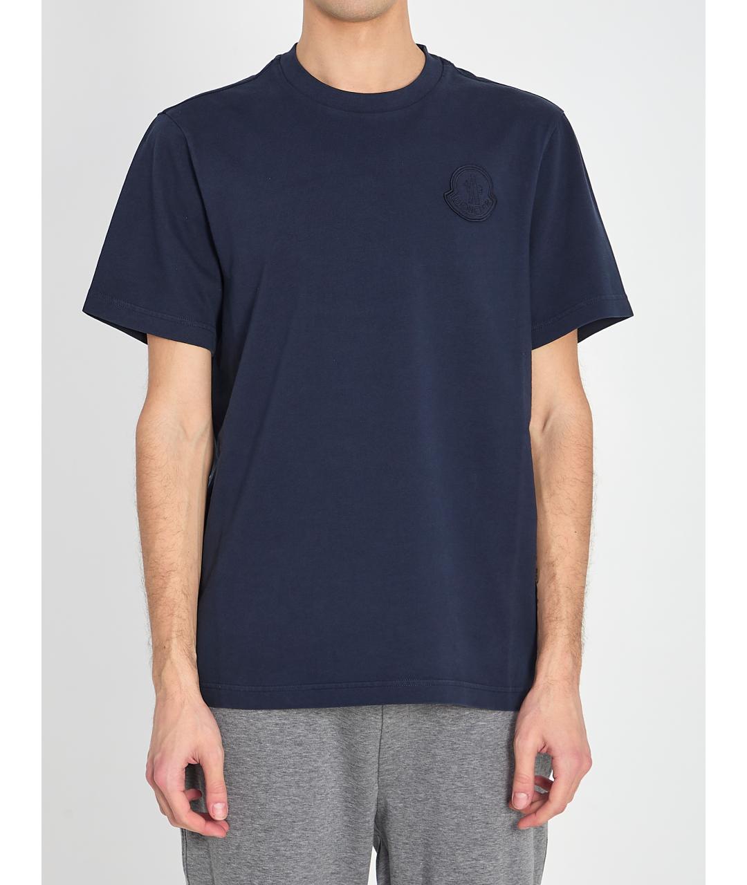 MONCLER Синяя хлопковая футболка, фото 5