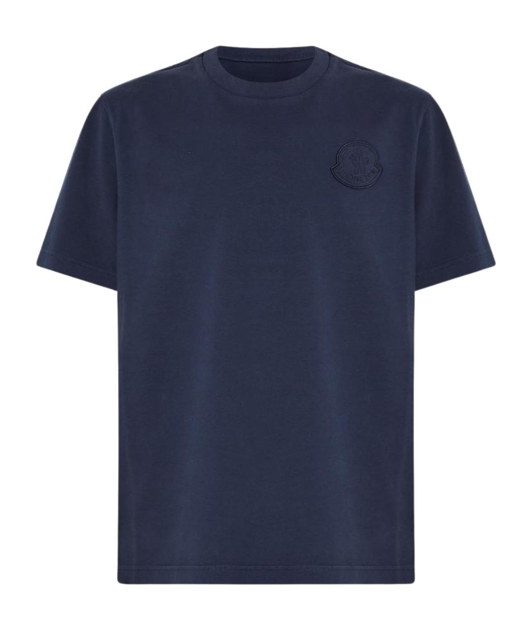 MONCLER Синяя хлопковая футболка, фото 1