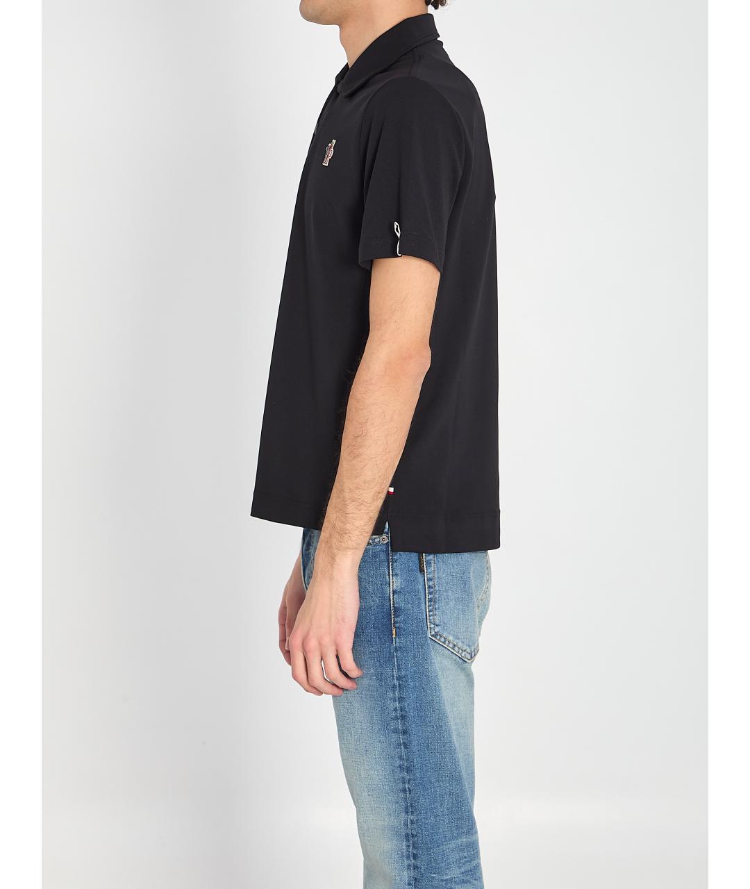 MONCLER GRENOBLE Черное поло с коротким рукавом, фото 5