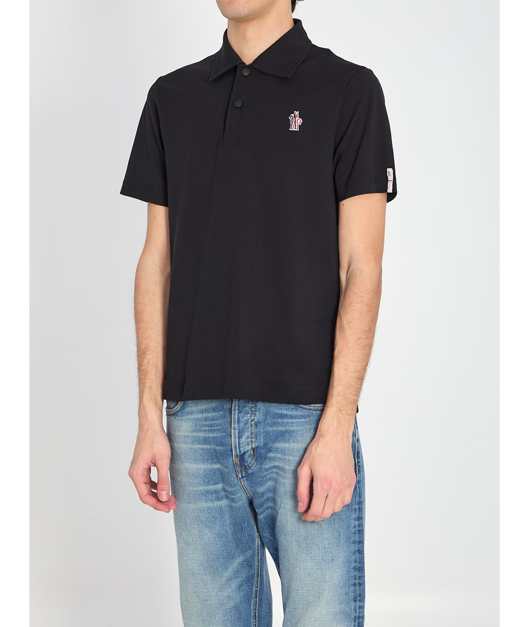 MONCLER GRENOBLE Черное поло с коротким рукавом, фото 3