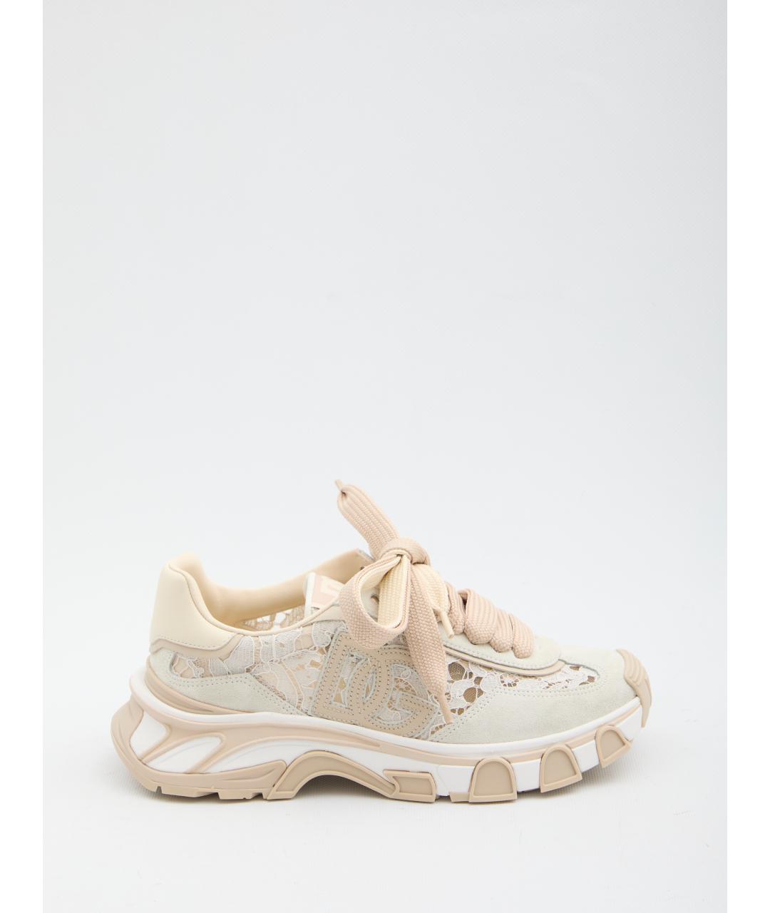 DOLCE&GABBANA Бежевые текстильные кроссовки, фото 6