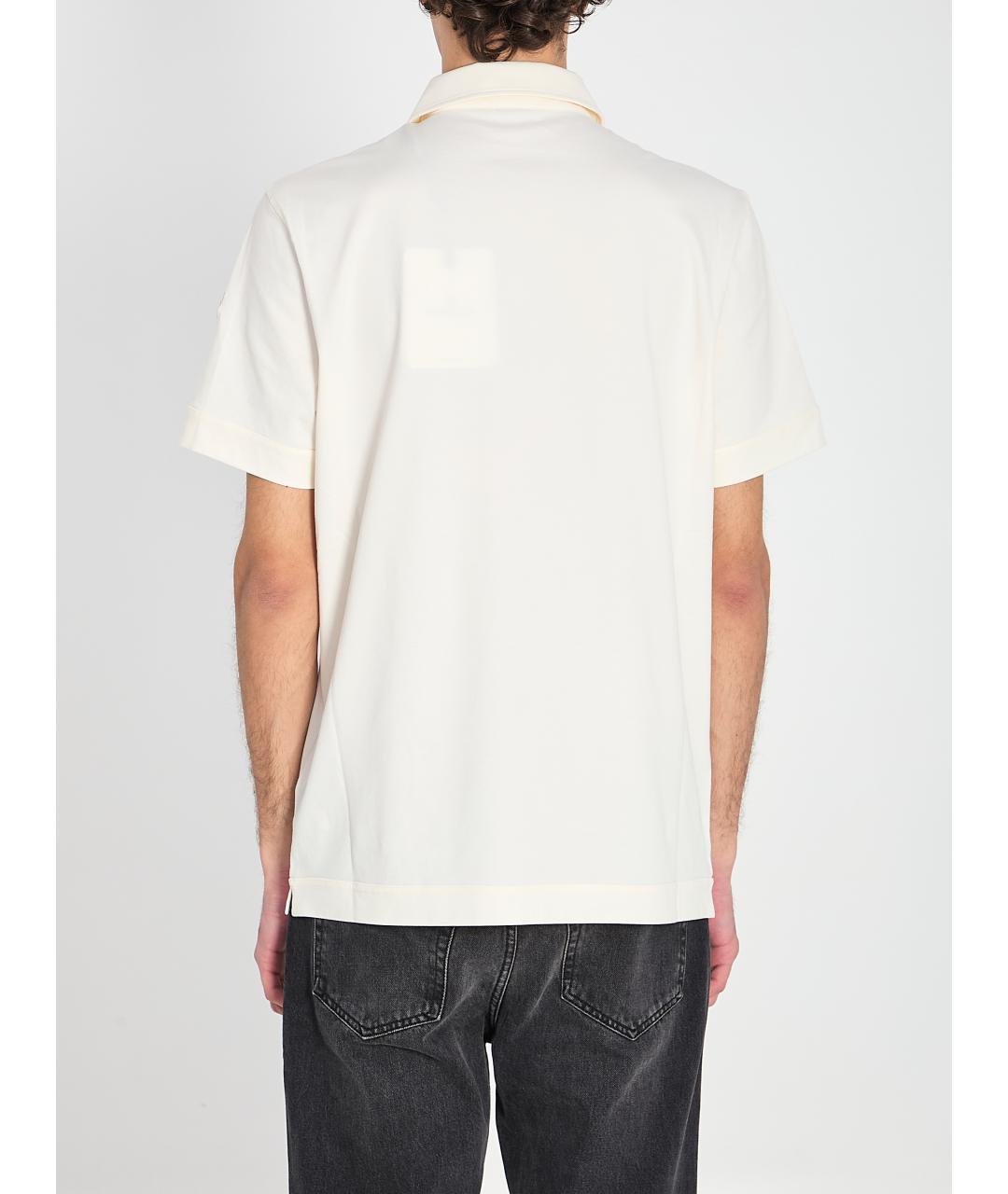 MONCLER Бежевое хлопковое поло с коротким рукавом, фото 4