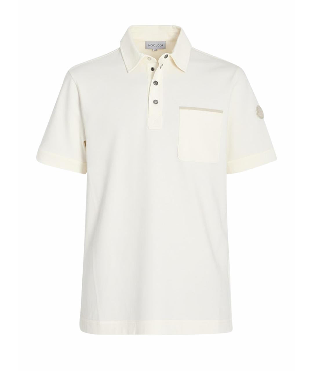MONCLER Бежевое хлопковое поло с коротким рукавом, фото 1