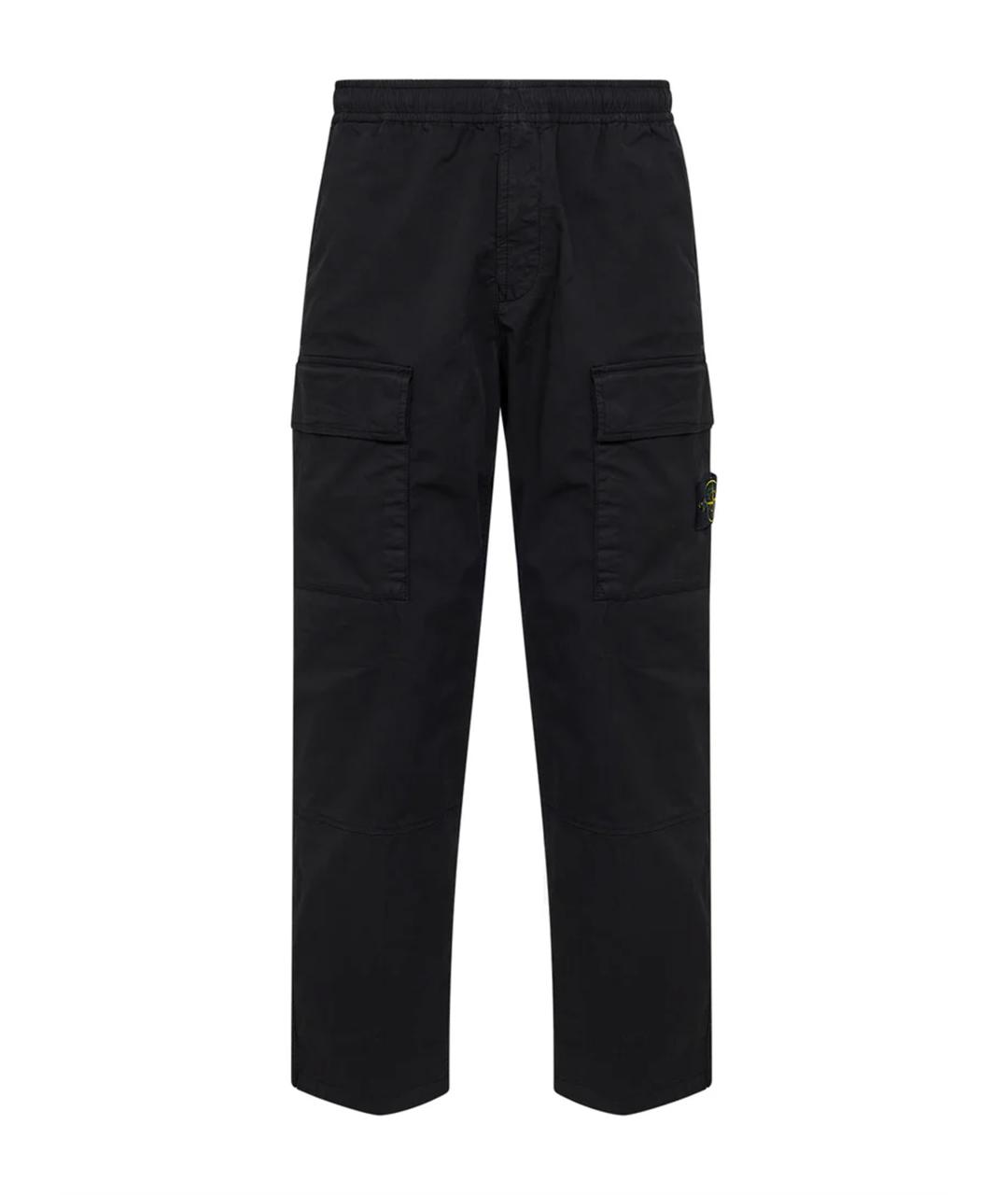 STONE ISLAND Черные хлопковые повседневные брюки, фото 1