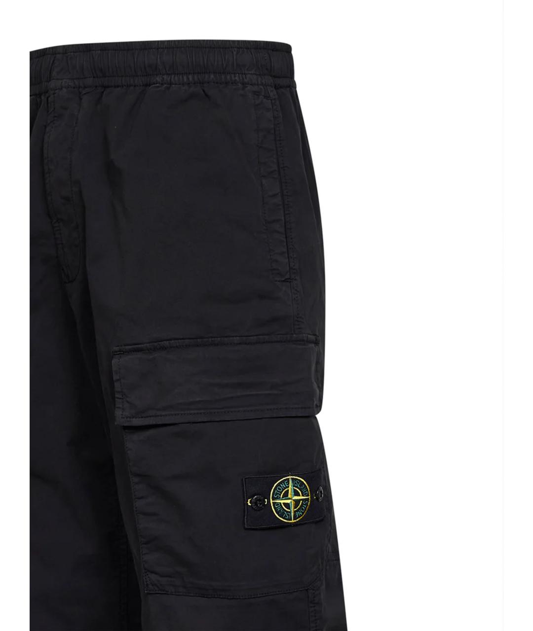 STONE ISLAND Черные хлопковые повседневные брюки, фото 3