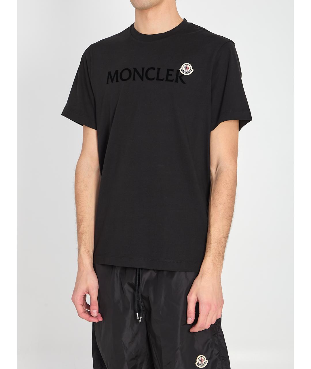 MONCLER Черная хлопковая футболка, фото 3