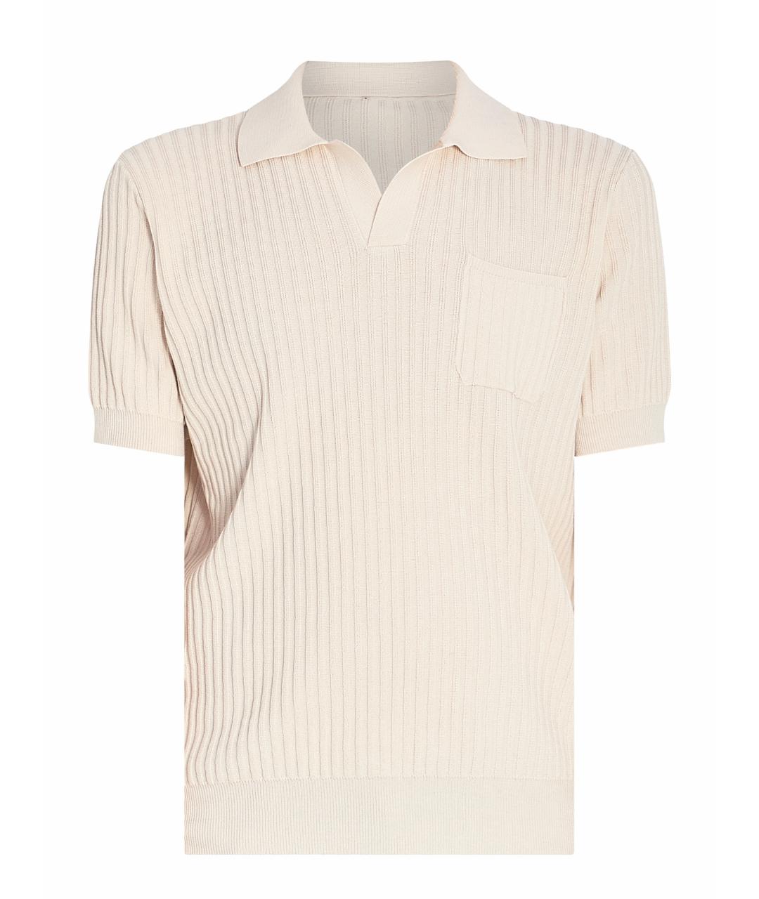 ROBERTO COLLINA Бежевое хлопковое поло с коротким рукавом, фото 1