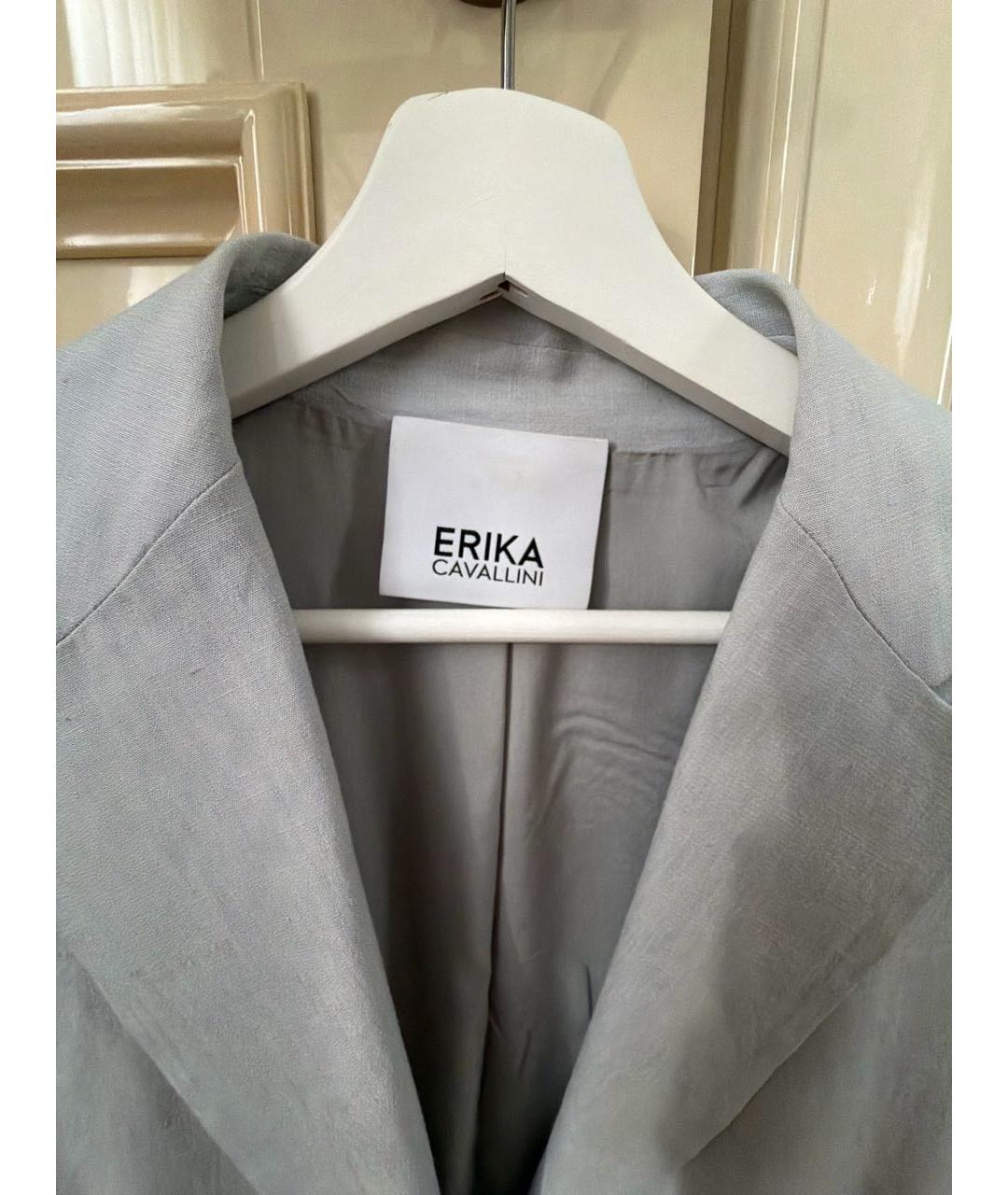 ERIKA CAVALLINI Голубой льняной жакет/пиджак, фото 3