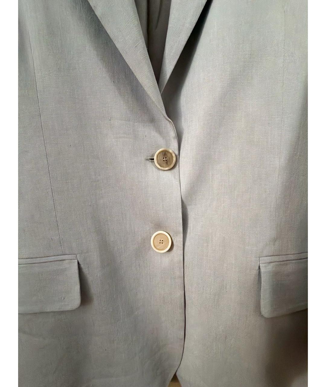ERIKA CAVALLINI Голубой льняной жакет/пиджак, фото 4