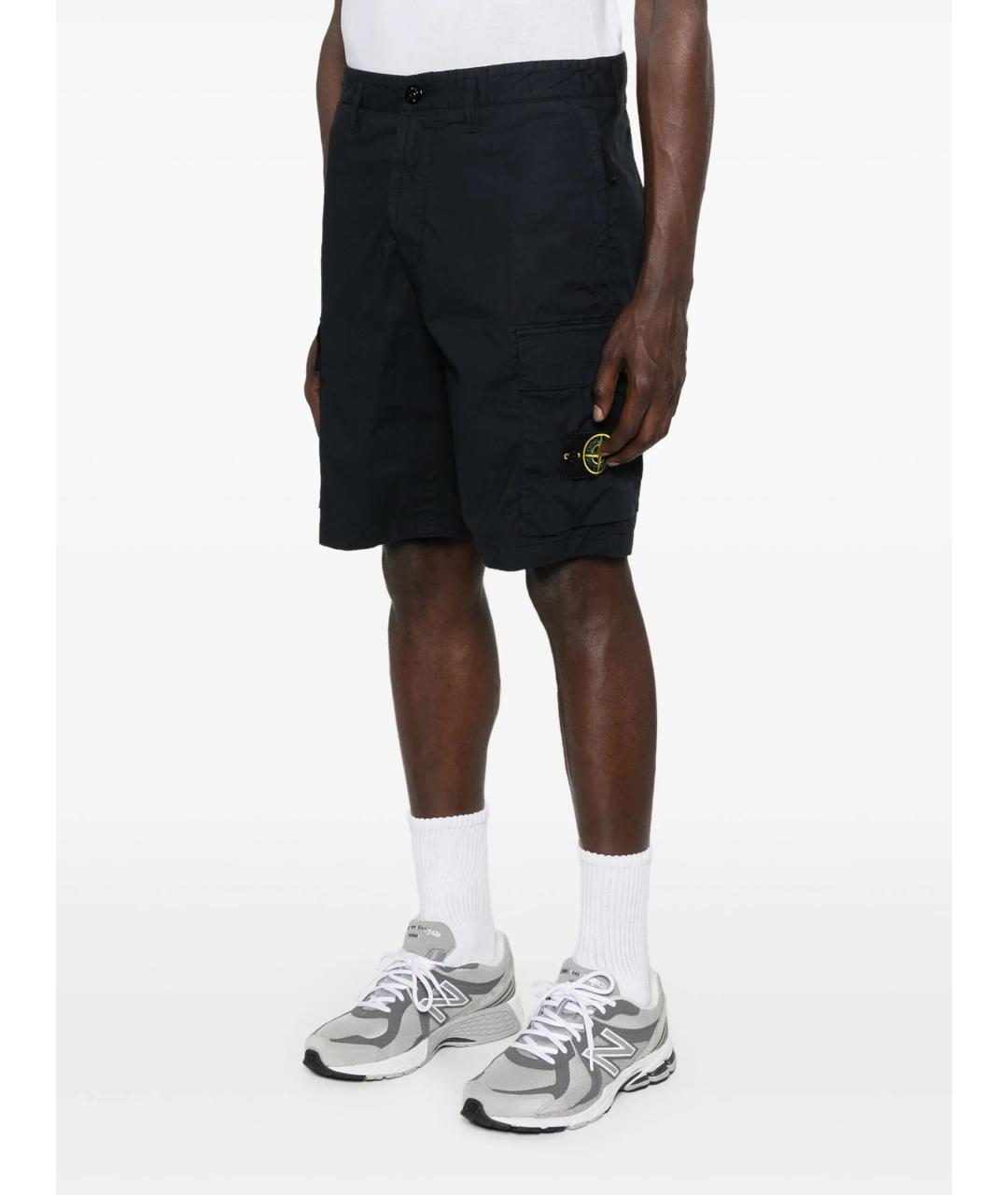 STONE ISLAND Темно-синие хлопковые шорты, фото 2