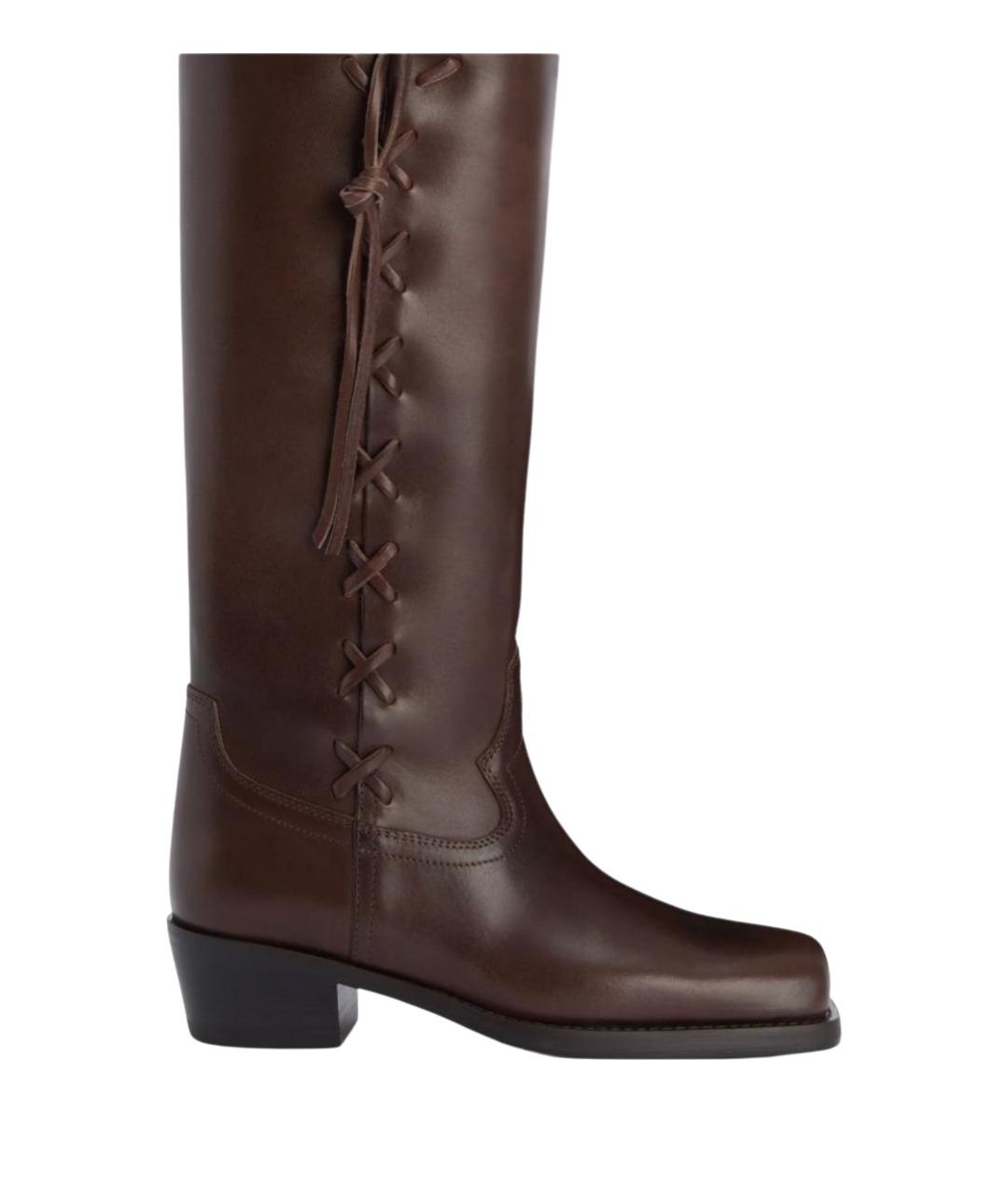 PARIS TEXAS Коричневые кожаные сапоги, фото 1