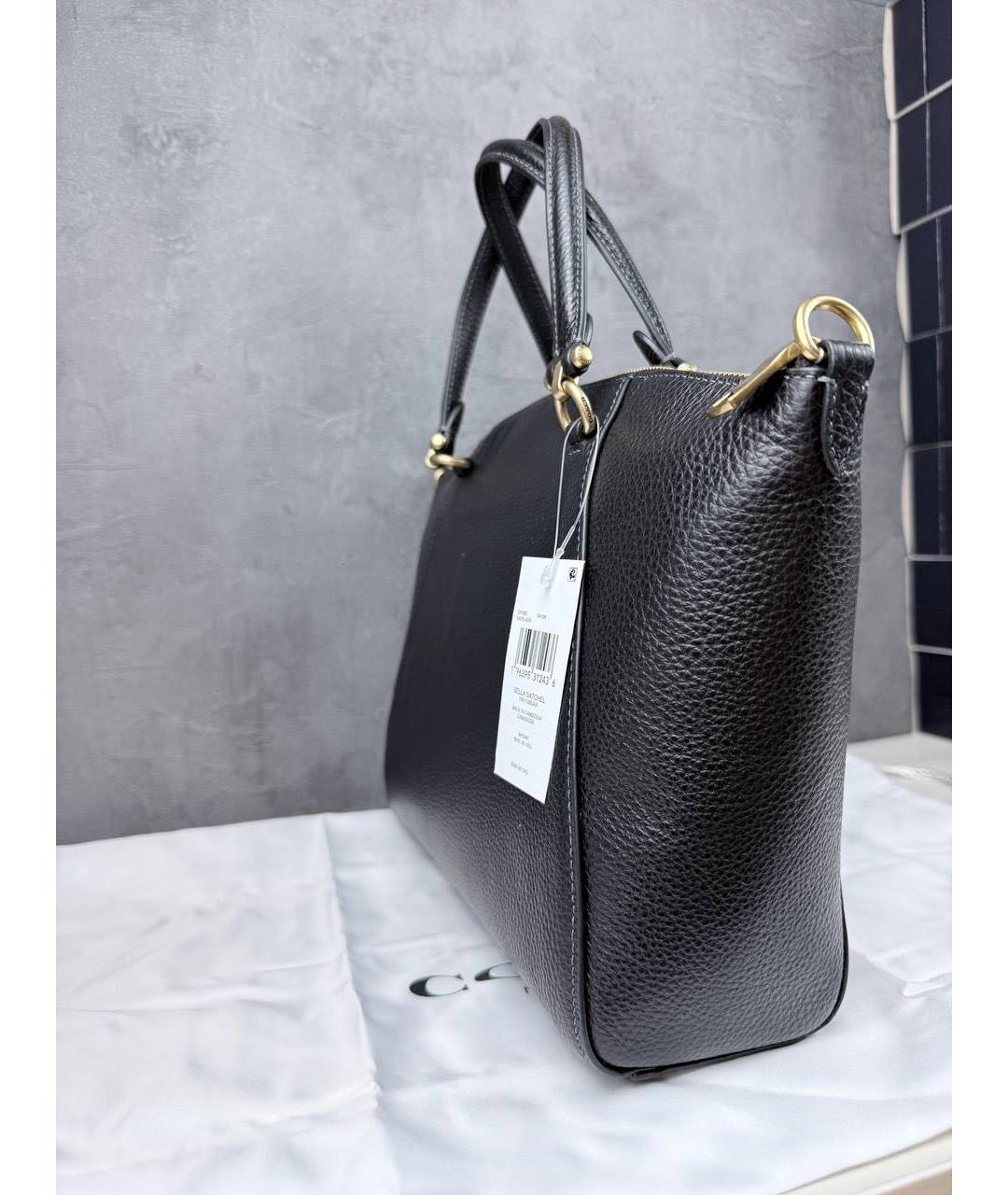 COACH Черная кожаная сумка с короткими ручками, фото 2