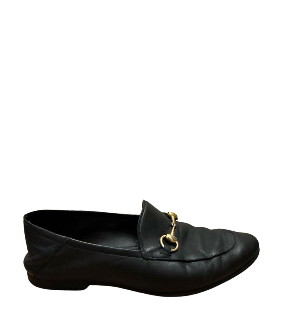 GUCCI Черные кожаные лоферы, фото 1