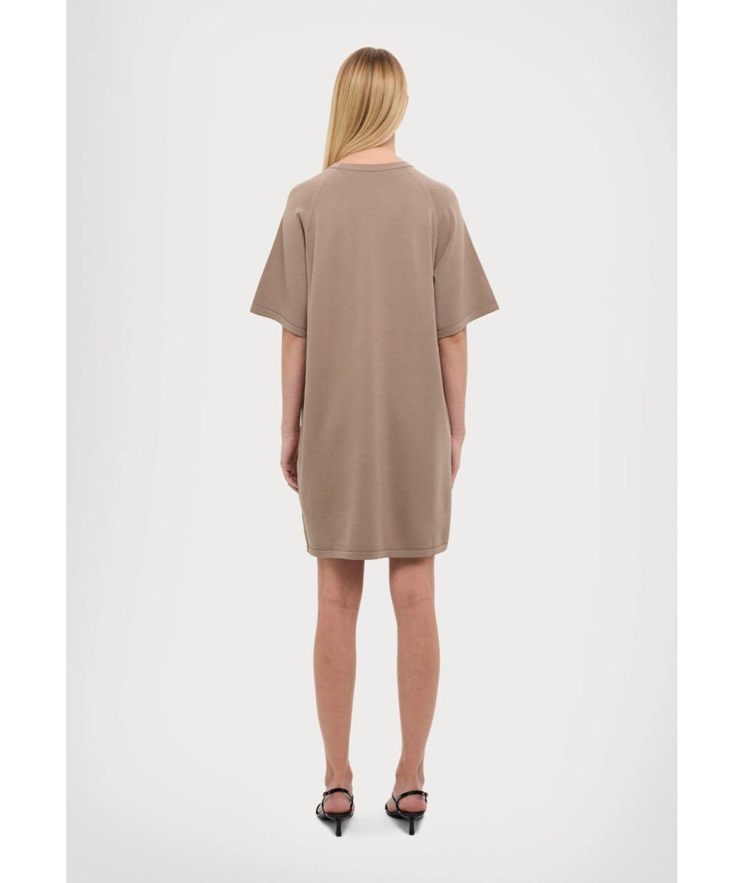 MAX MARA Бежевое вискозное повседневное платье, фото 3