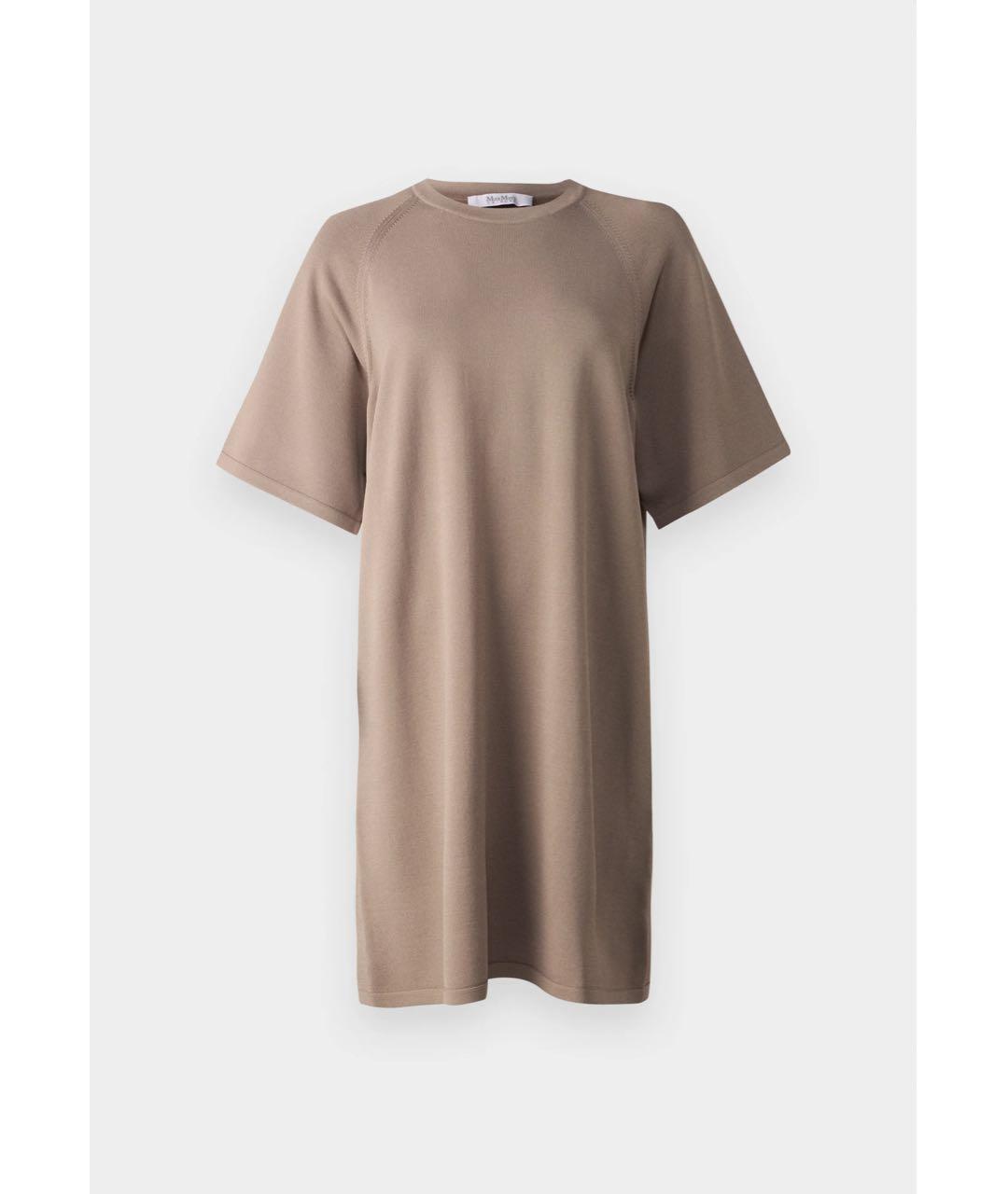 MAX MARA Бежевое вискозное повседневное платье, фото 9