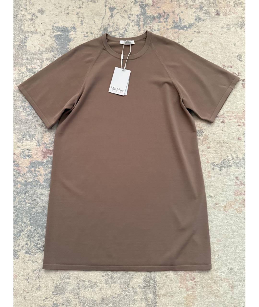 MAX MARA Бежевое вискозное повседневное платье, фото 5