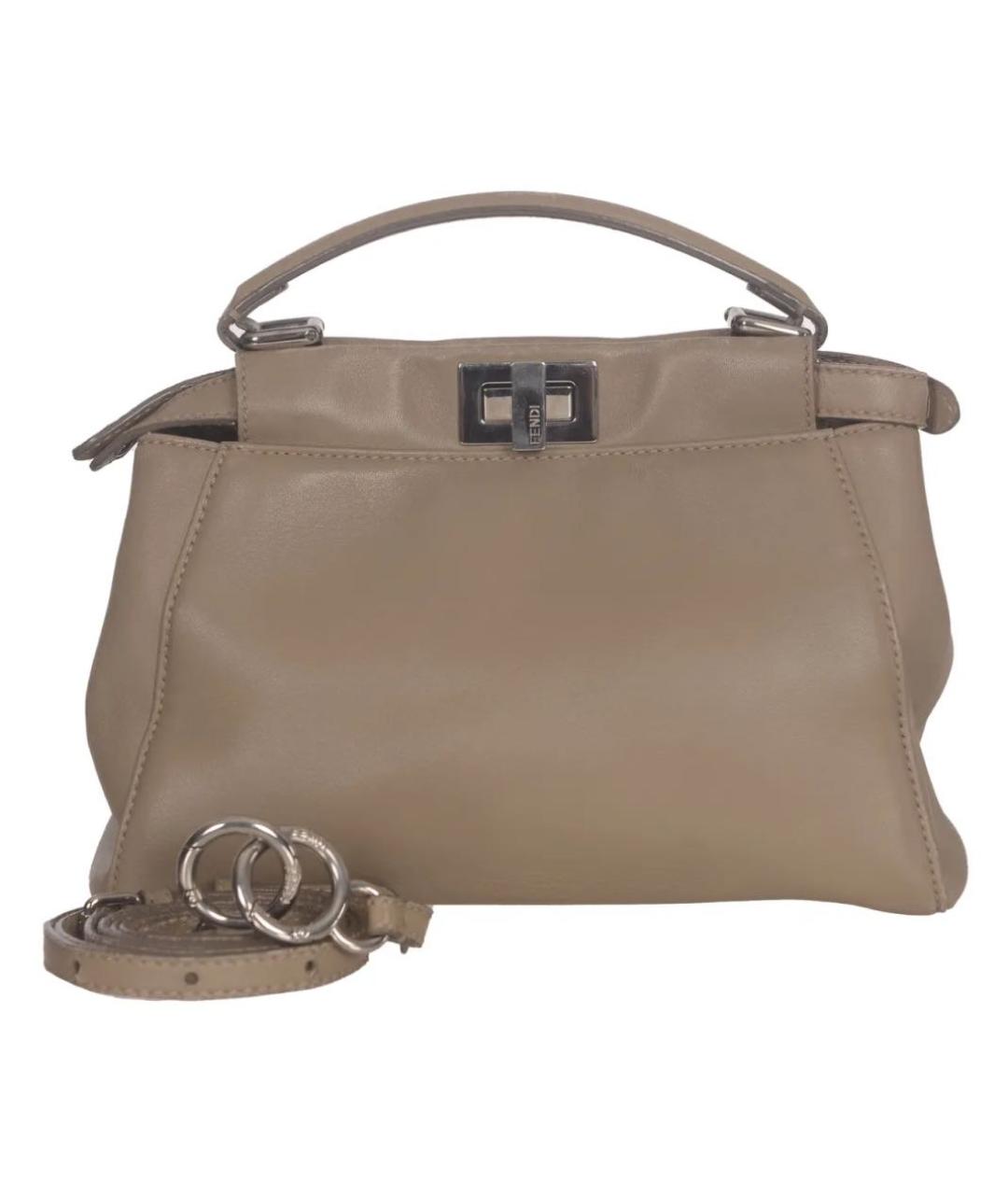 FENDI Бежевая кожаная сумка через плечо, фото 2