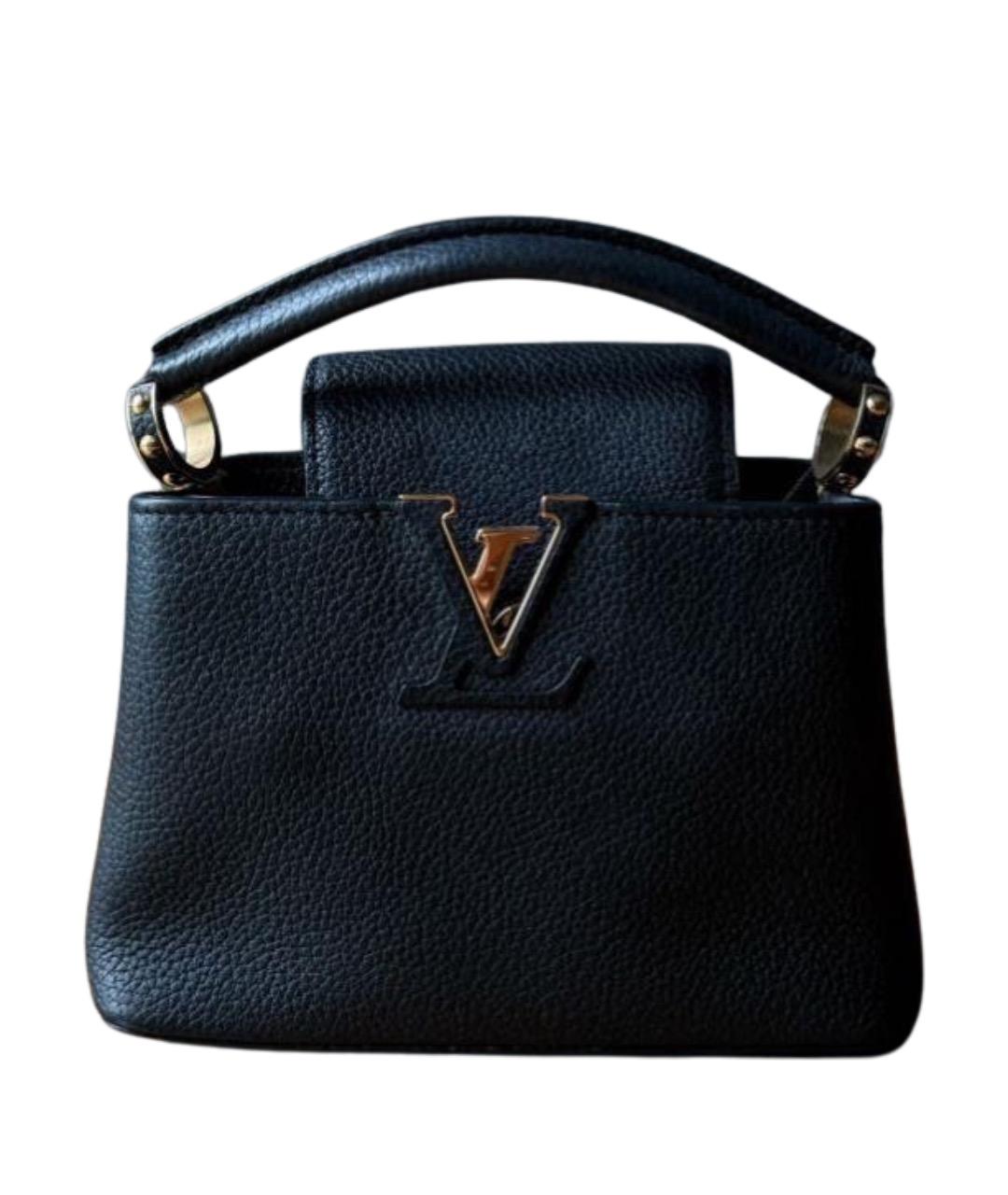 LOUIS VUITTON Черная кожаная сумка с короткими ручками, фото 1