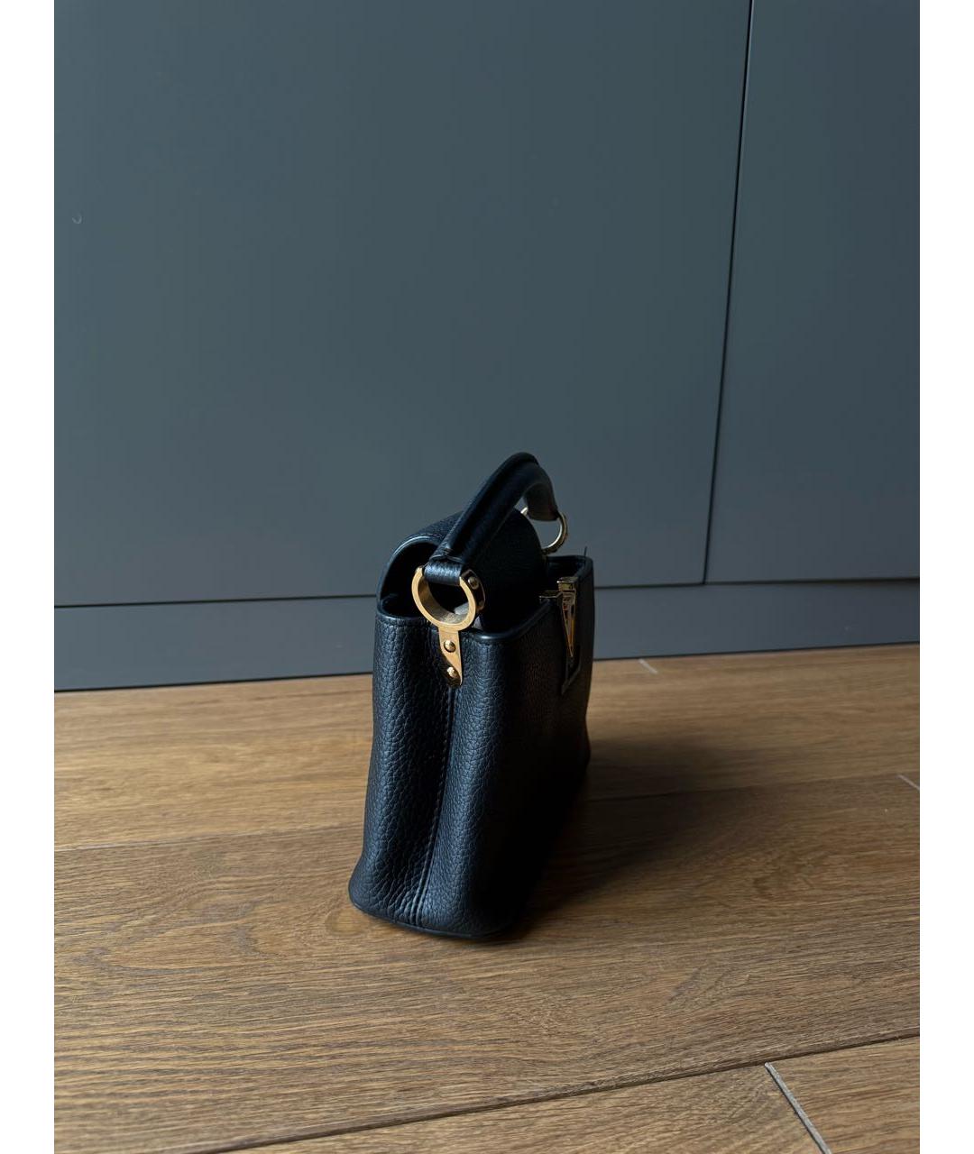 LOUIS VUITTON Черная кожаная сумка с короткими ручками, фото 2