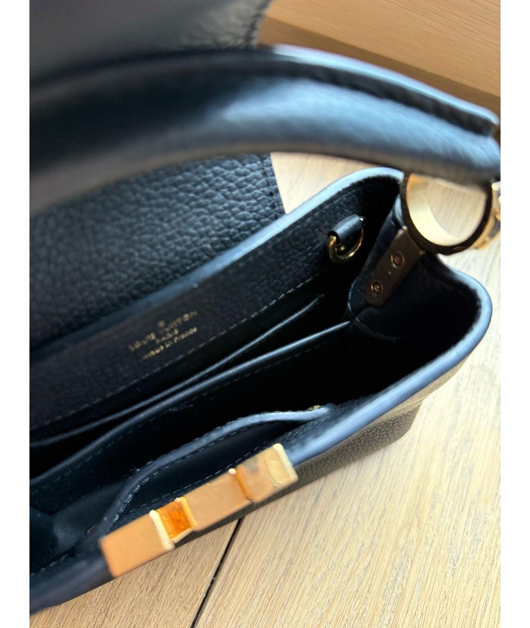 LOUIS VUITTON Черная кожаная сумка с короткими ручками, фото 4