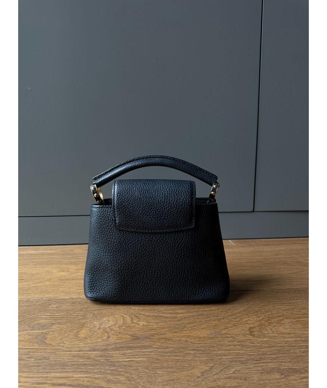 LOUIS VUITTON Черная кожаная сумка с короткими ручками, фото 3