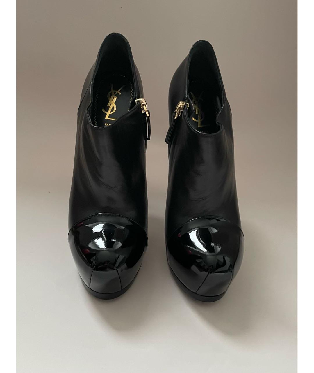 SAINT LAURENT Черные кожаные ботильоны, фото 2