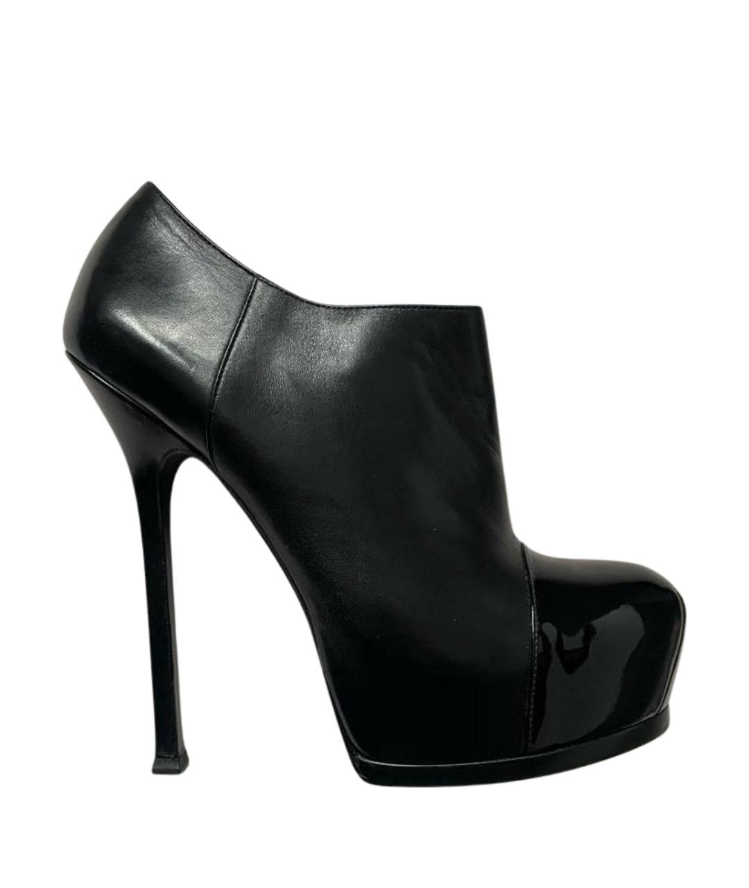 SAINT LAURENT Черные кожаные ботильоны, фото 1