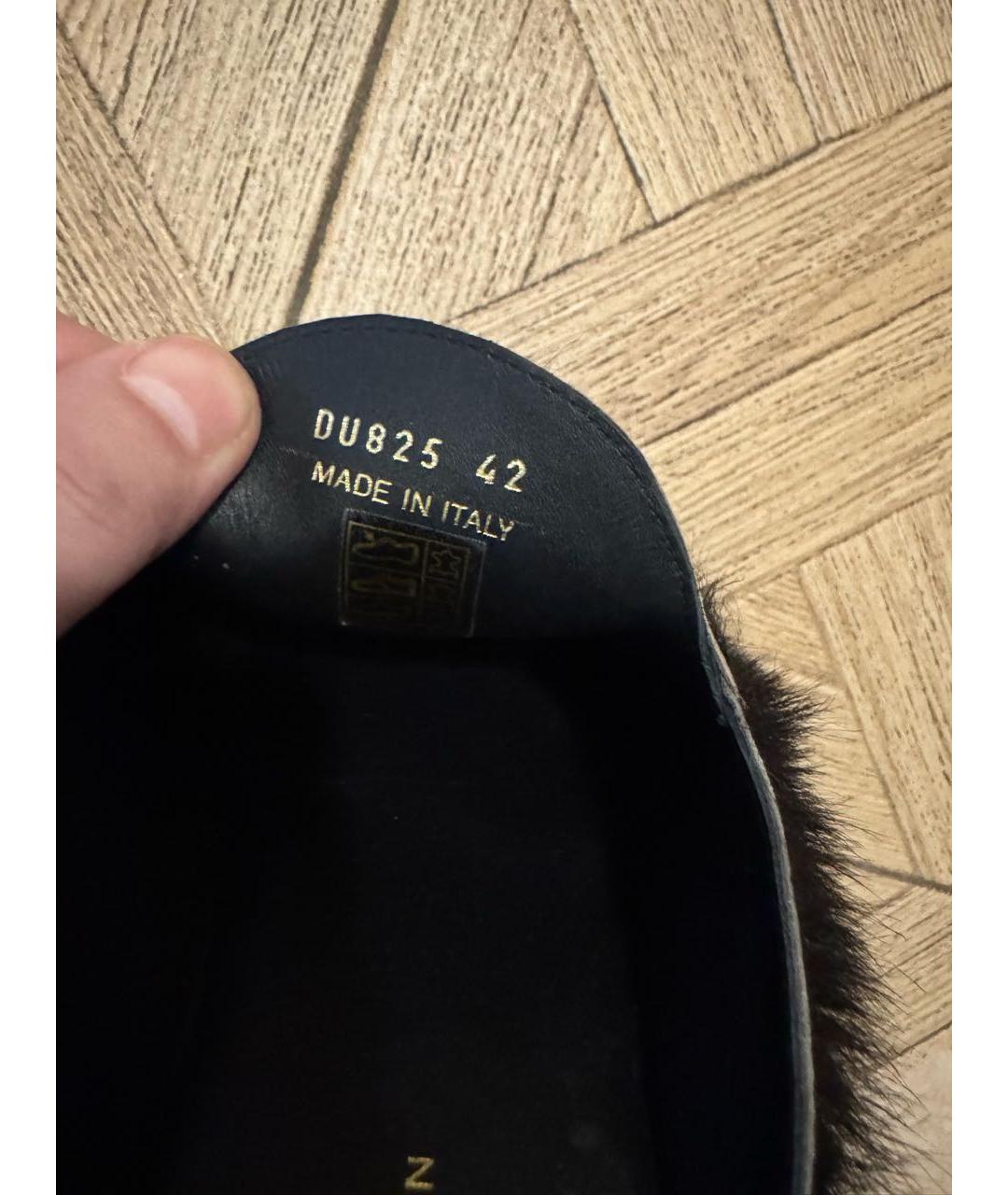 DRIES VAN NOTEN Черные кожаные шлепанцы, фото 5