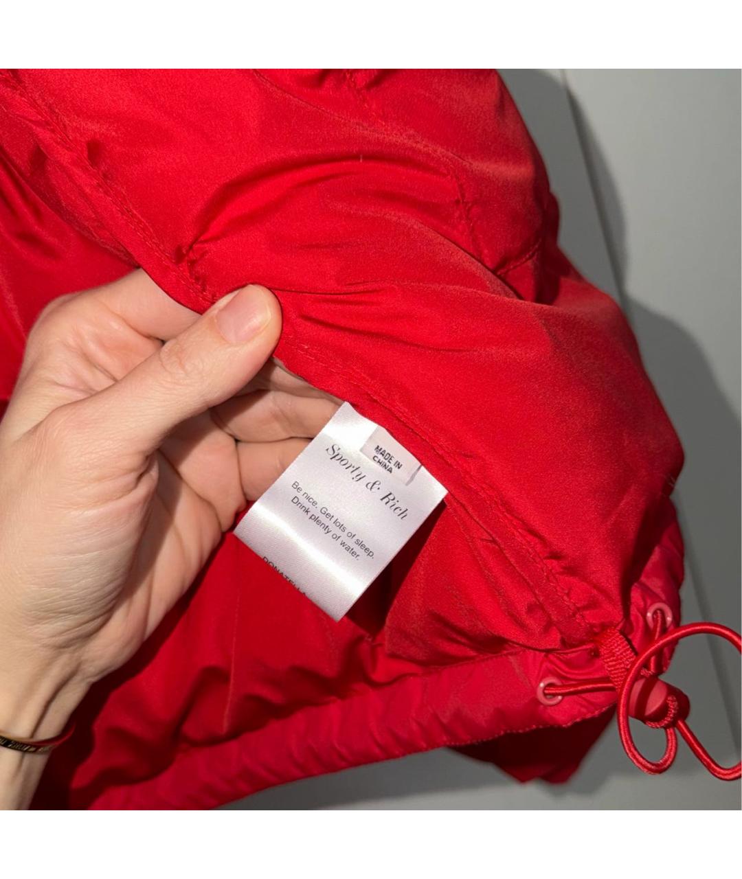 SPORTY AND RICH Красный полиамидовый пуховик, фото 5