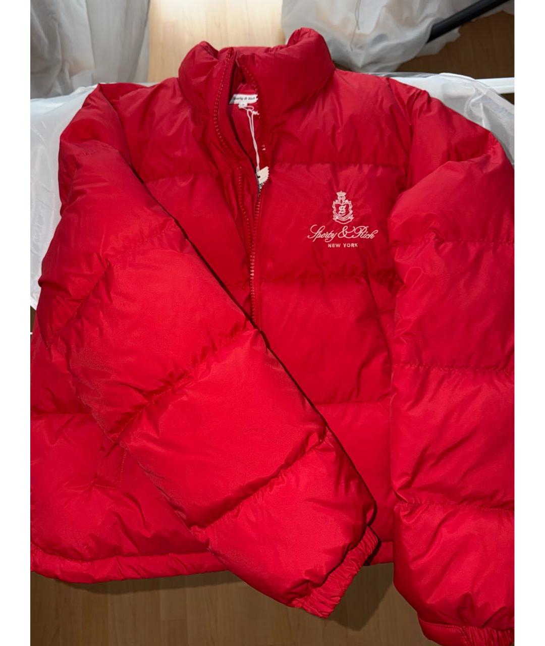 SPORTY AND RICH Красный полиамидовый пуховик, фото 8
