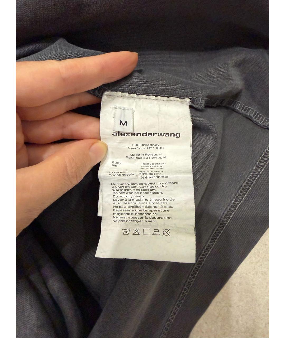 ALEXANDER WANG Серая хлопковая футболка, фото 3