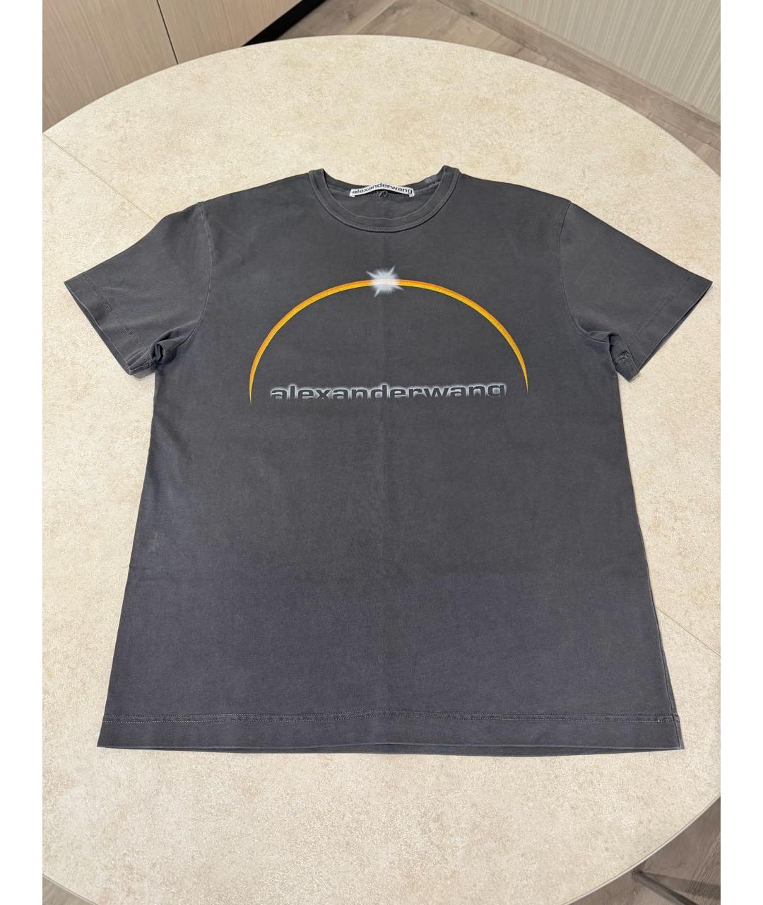 ALEXANDER WANG Серая хлопковая футболка, фото 8