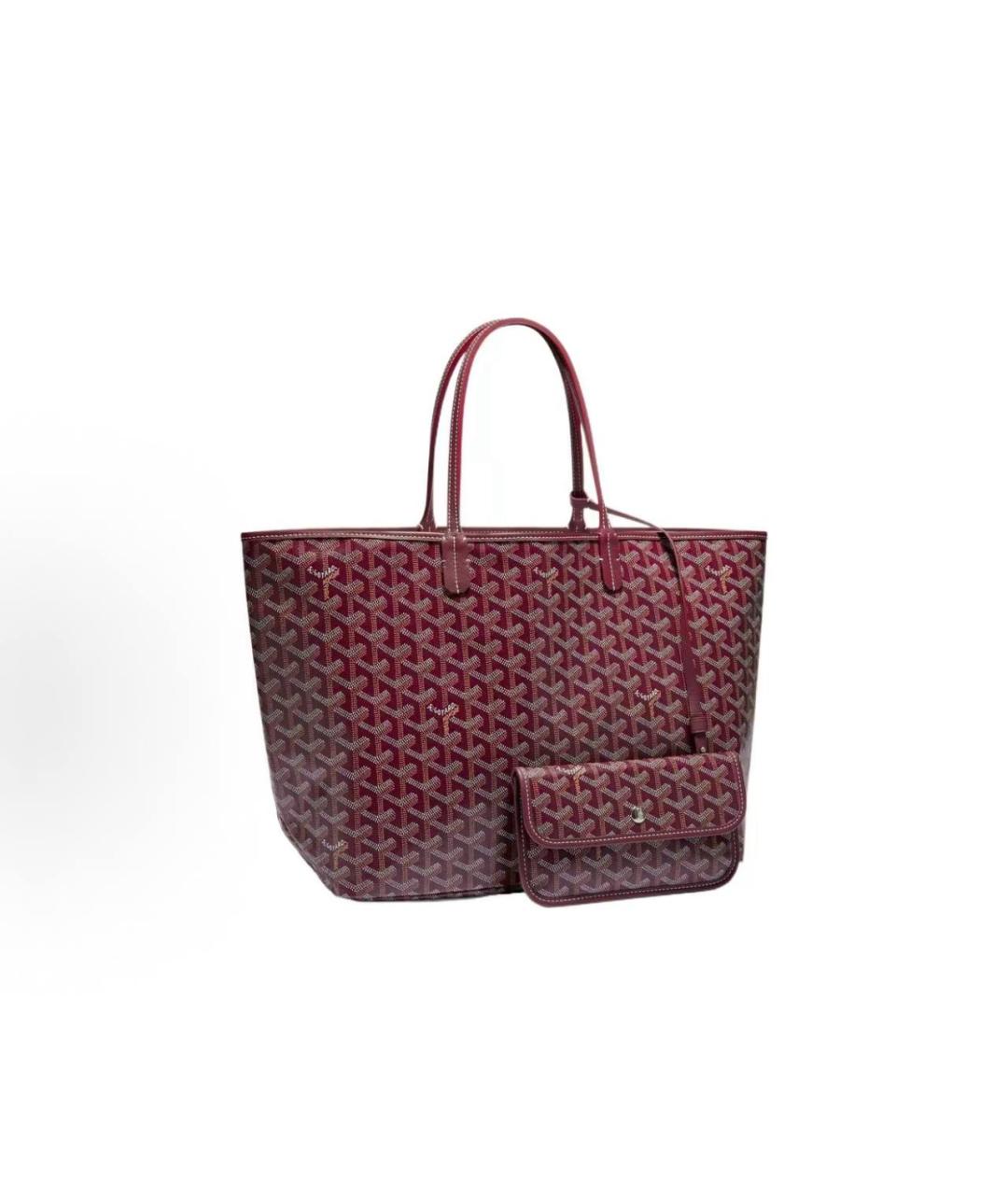GOYARD Бордовая кожаная сумка тоут, фото 3