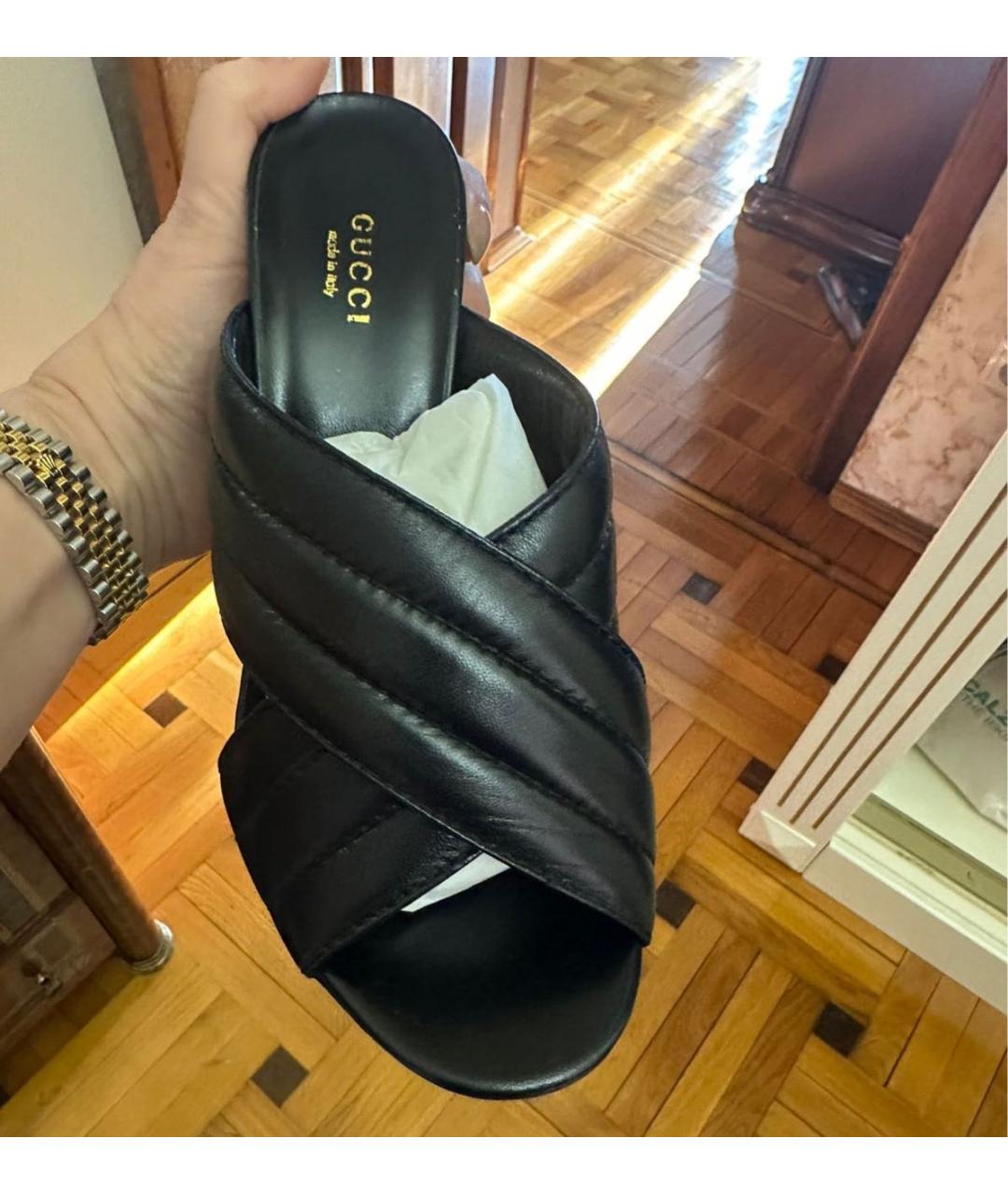 GUCCI Черные кожаные мюли, фото 3