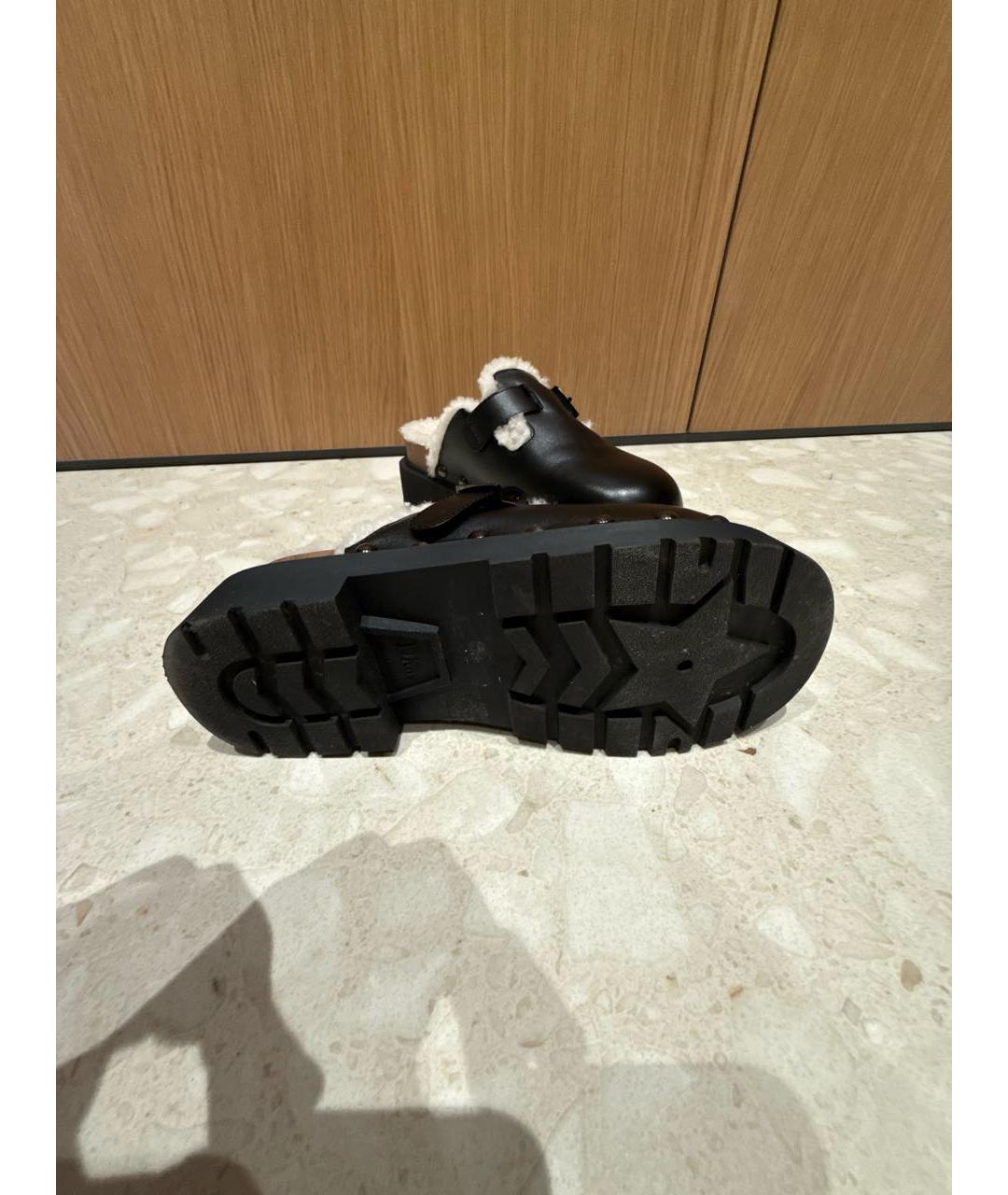 CHRISTIAN DIOR Черные кожаные сабо, фото 7