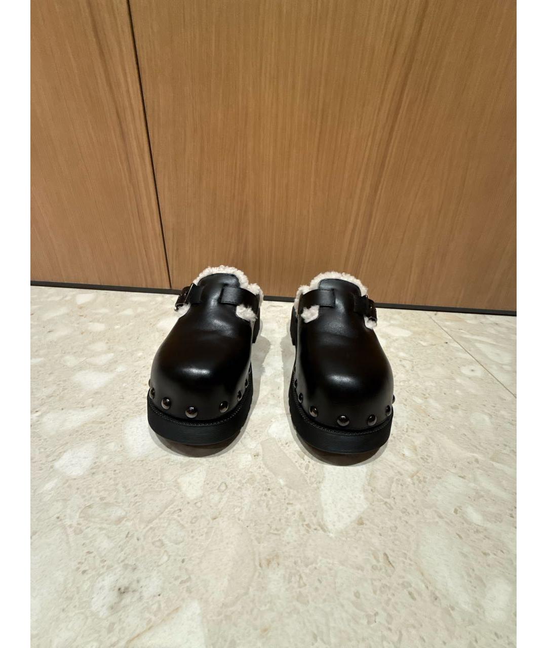 CHRISTIAN DIOR Черные кожаные сабо, фото 2